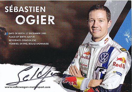 Sebastien Ogier  Rallye  Auto Motorsport  Autogrammkarte original signiert 