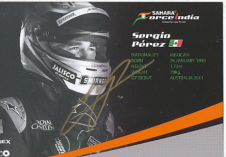Sergio Perez  Mexico  Force India  Formel 1 Auto Motorsport  Autogrammkarte  original signiert 