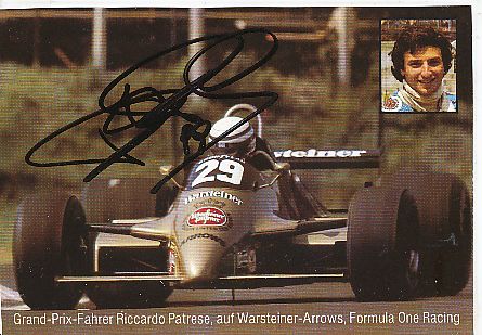 Riccardo Patrese  Arrows  Formel 1 Auto Motorsport  Autogrammkarte  original signiert 