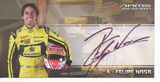 Felipe Nasr  Brasilien  Formel 1 Auto Motorsport  Autogrammkarte  original signiert 