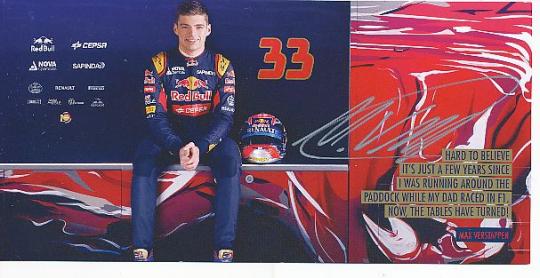 Max Verstappen  Weltmeister Red Bull  Formel 1 Auto Motorsport  Autogrammkarte  original signiert 