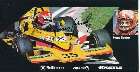 Hans Binder  Formel 1 Auto Motorsport  Autogrammkarte  original signiert 