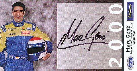Marc Gene  Minardi  Formel 1 Auto Motorsport  Autogrammkarte  original signiert 