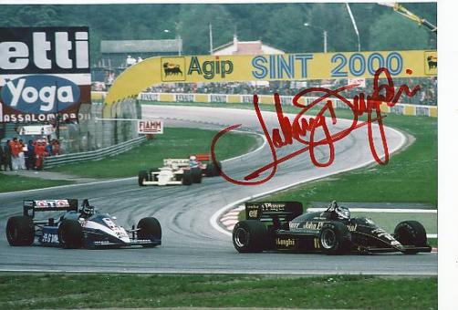Johnny Dumfries † 2021  GB  Formel 1  Auto Motorsport  Autogramm Foto original signiert 