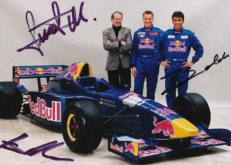 Dr.Helmut Marko & Patrick Friesacher & Enrique Bernoldi  Red Bull  Formel 1  Auto Motorsport  Autogramm Foto original signiert 