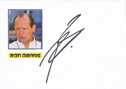 Ron Dennis Teamchef McLaren  Formel 1  Auto Motorsport  Autogramm Karte  original signiert 