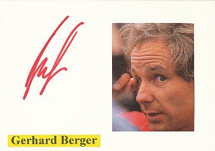 Gerhard Berger  Österreich  Formel 1  Auto Motorsport  Autogramm Karte  original signiert 
