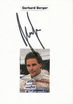 Gerhard Berger  Österreich  Formel 1  Auto Motorsport  Autogramm Karte  original signiert 