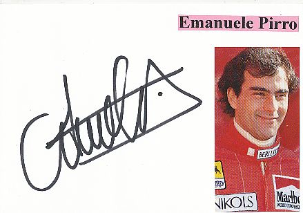 Emanuele Pirro  Formel 1  Auto Motorsport  Autogramm Karte  original signiert 