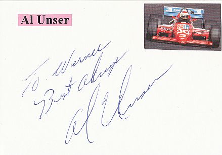 Al Unser Senior  USA Indy Car  Auto Motorsport  Autogramm Karte  original signiert 