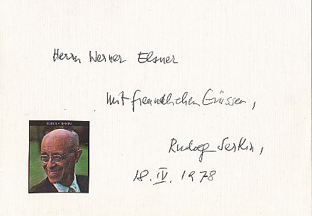Rudolf Serkin † 1991 Pianist Klassik Musik Autogramm Karte original signiert 