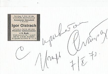 Igor Oistrach † 2021 Geiger Violinist Klassik Musik Autogramm Karte original signiert 