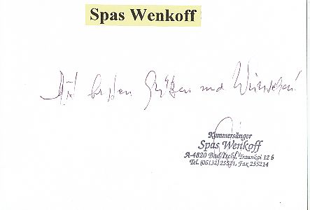 Spas Wenkoff † 2013  Oper  Klassik Musik Autogramm Karte original signiert 