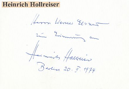 Heinrich Hollreiser † 2006  Dirigent Klassik Musik Autogramm Karte original signiert 