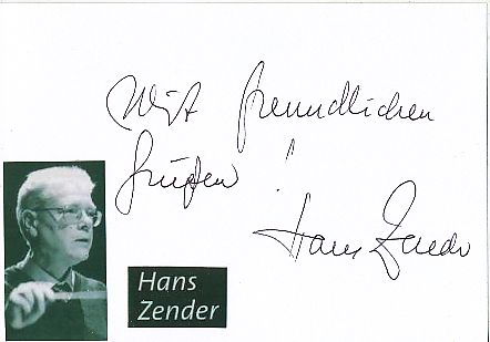 Hans Zender † 2019  Dirigent + Komponist  Klassik Musik Autogramm Karte original signiert 