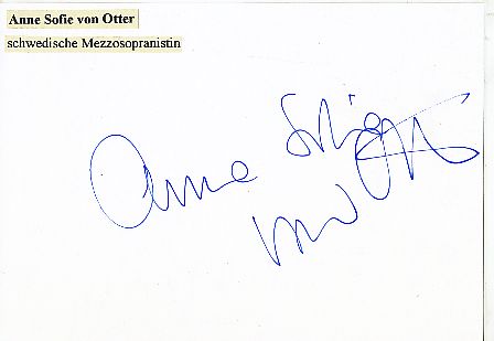 Anne Sofie von Otter  Schweden Oper  Klassik Musik Autogramm Karte original signiert 