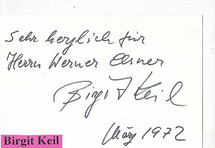 Birgit Keil  Ballett Prima Ballerina Tänzerin Autogramm Karte original signiert 