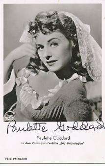Paulette Goddard † 1990 USA  Film + TV Autogrammkarte original signiert 