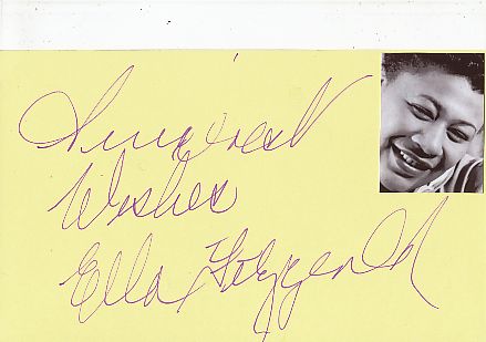 Ella Fitzgerald † 1996  USA  Musik  Autogramm Karte original signiert 