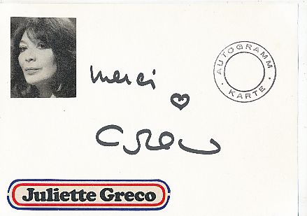 Juliette Greco † 2020  Frankreich  Musik  Autogramm Karte original signiert 