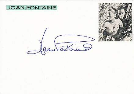 Joan Fontaine † 2013  USA  Film & TV Autogramm Karte original signiert 