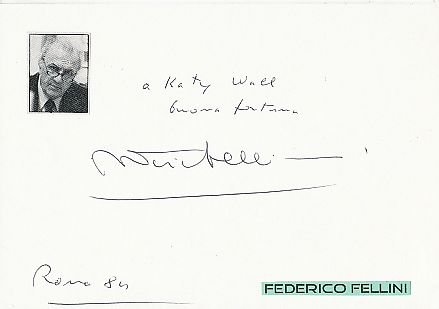 Federico Fellini † 1993  Regisseur  Film & TV Autogramm Karte original signiert 