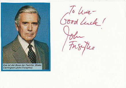 John Forsythe † 2010  USA  Film & TV Autogramm Karte original signiert 