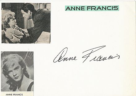 Anne Francis † 2011  USA  Film & TV Autogramm Karte original signiert 