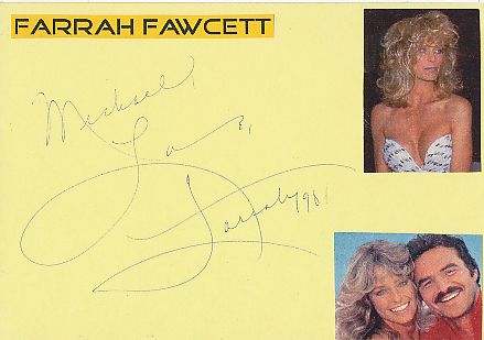 Farrah Fawcett † 2009  USA  Film & TV Autogramm Karte original signiert 