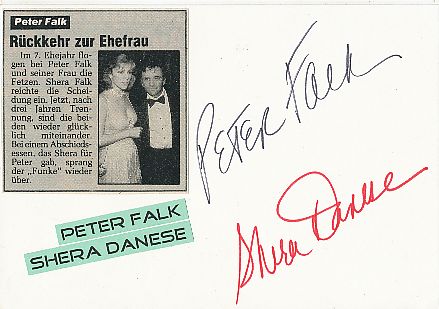 Peter Falk † 2011 & Shera Danese  USA  Film & TV Autogramm Karte original signiert 