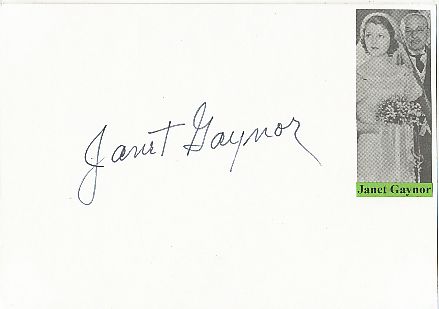 Janet Gaynor † 1984  USA  Film & TV Autogramm Karte original signiert 