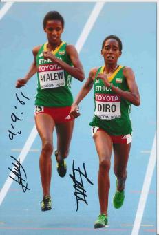 Ayalew & Diro  Äthiopien   Leichtathletik Autogramm Foto original signiert 