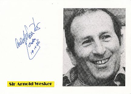 Arnold Wesker † 2016  GB  Schriftsteller  Literatur Karte original signiert 
