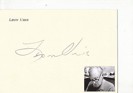 Leon Uris † 2003  USA  Schriftsteller  Literatur Karte original signiert 