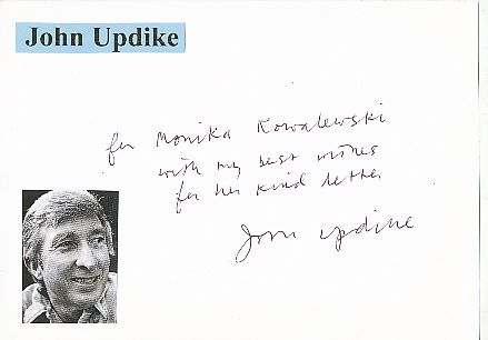 John Updike † 2009  USA  Schriftsteller  Literatur Karte original signiert 