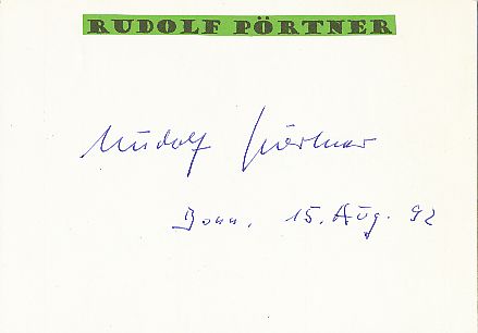 Rudolf Pörtner † 2001  Schriftsteller  Literatur Karte original signiert 