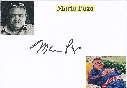Mario Puzo † 1999 USA  Schriftsteller  Literatur Karte original signiert 