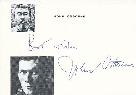 John Osborne † 1994  GB  Schriftsteller  Literatur Karte original signiert 
