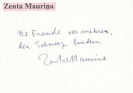 Zenta Maurina † 1978  Lettland  Schriftstellerin  Literatur Karte original signiert 