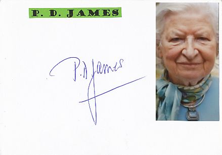 P .D. James † 2014  GB Schriftstellerin  Literatur Karte original signiert 