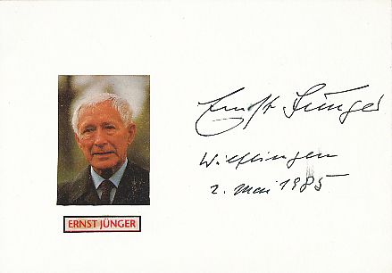 Ernst Jünger † 1998  Schriftsteller  Literatur Karte original signiert 
