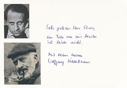 Wolfgang Hildesheimer † 1991  Schriftsteller  Literatur Karte original signiert 