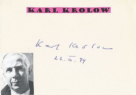 Karl Krolow † 1999  Schriftsteller  Literatur Karte original signiert 