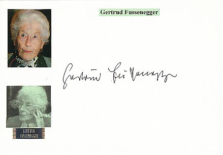 Gertrud Fussenegger † 2009  Schriftstellerin  Literatur Karte original signiert 