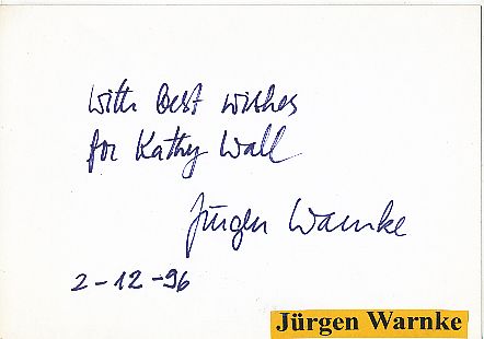 Jürgen Warnke † 2013  Politik Autogramm Karte original signiert 