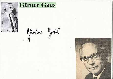 Günter Gaus † 2004  Politik Autogramm Karte original signiert 