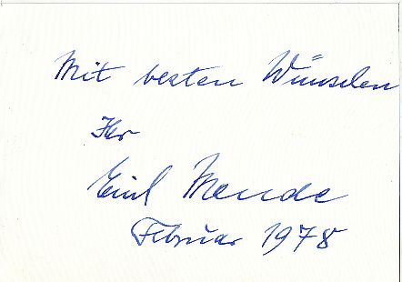 Erich Mende † 1998  Politik Autogramm Karte original signiert 