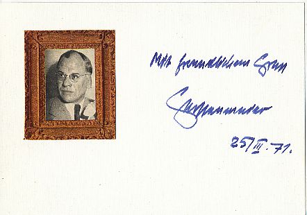 Eugen Gerstenmaier † 1986  Politik Autogramm Karte original signiert 