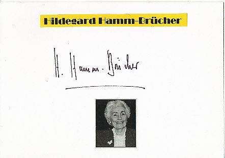 Hildegard Hamm Brücher † 2016  Politik Autogramm Karte original signiert 