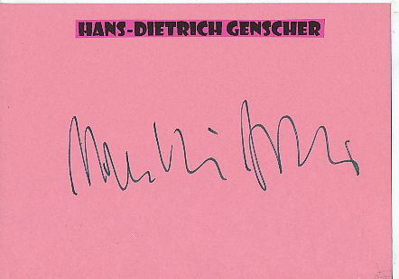 Hans Dietrich Genscher † 2016  FDP  Politik Autogramm Karte original signiert 